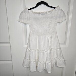 Art Class Girl’s Smocked Tiered Dress, White 6/7